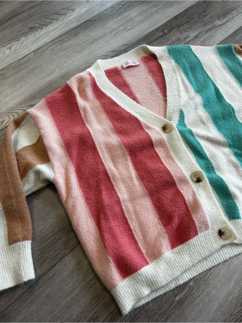 Pink Lily Striped Cardigan, NWOT - Picture 2 of 4